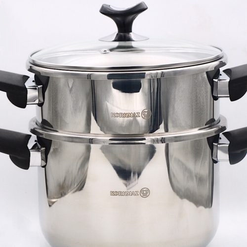 زودپز دوقلو ۵و۷ لیتر کرکماز مدل korkmaz 5+7 inox